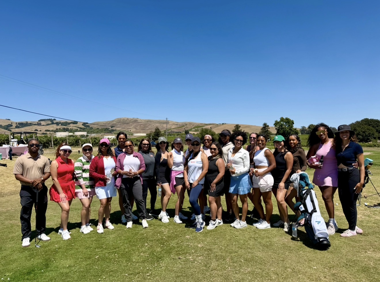 West Coast Golf Babes clinic group on the course